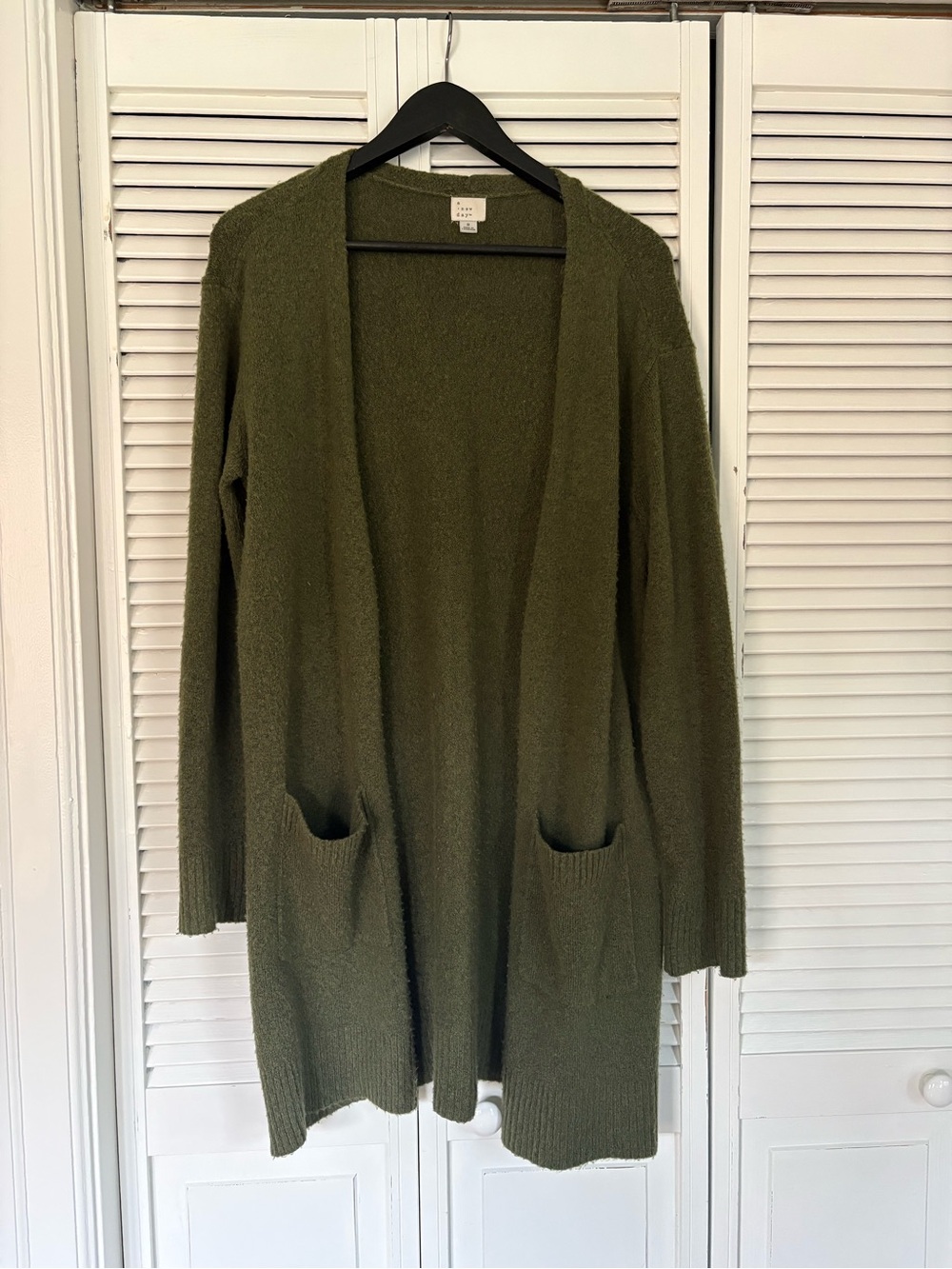Open-Front Olive Green Women's Cardigan Sweater